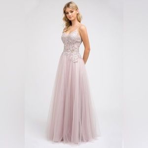 EMBROIDERED Bodice A-Line Tulle Gown By JULIET 212 size S